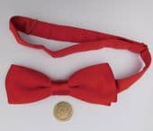 Plain red satin British bow tie to fit neck sizes 11 to 18 inches ready tied BY